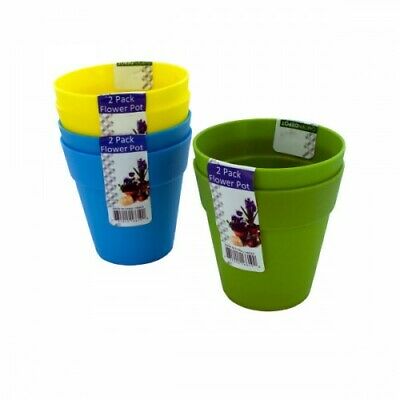 2 Pack 4 Inch Flower Pots Assorted Colors (bulk buys)