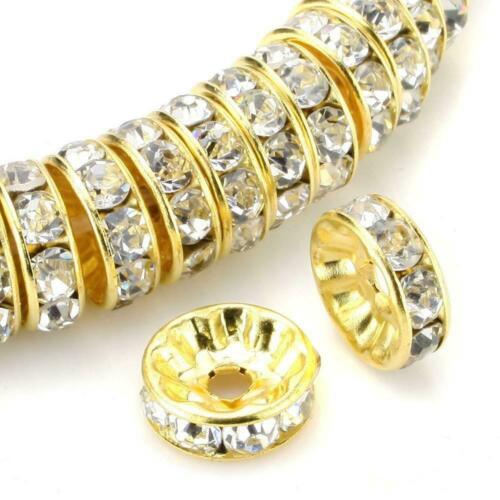 100pcs 8mm 14k Gold Plated Copper Brass Rondelle Spacer Round Loose Beads...