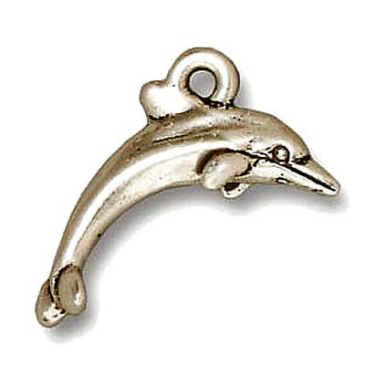 DOLPHIN JEWELRY CHARM ANTIQUED SILVER PEWTER 4 CHARMS PC6
