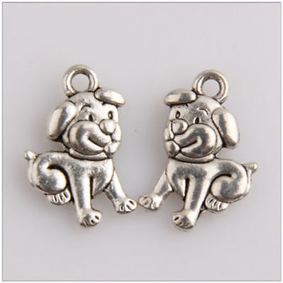 Mixed Set of 8 New DOG Charms Tibetan Silver Alloy TWO EACH AS SHOWN  Free Ship!