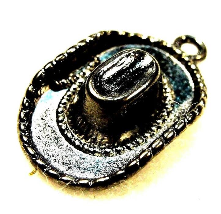 10Pcs. Tibetan BLACK Cowboy HAT Western Charms Pendants Ear Drops W89