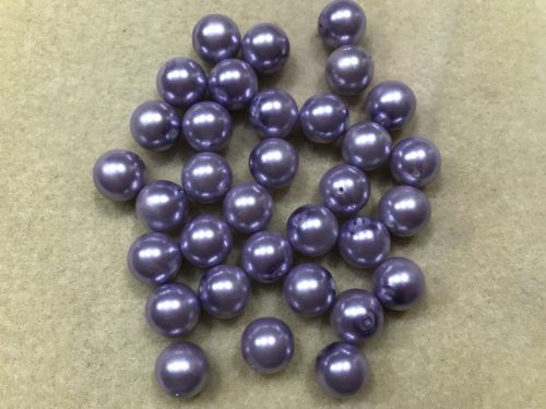 NEW - 12MM LAVENDER PEARL GLASS BEADS - QTY 33