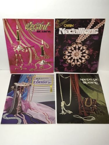 Vintage Beaded Jewelry Craft Book Lot Bejeweled Chains Medallions Beading