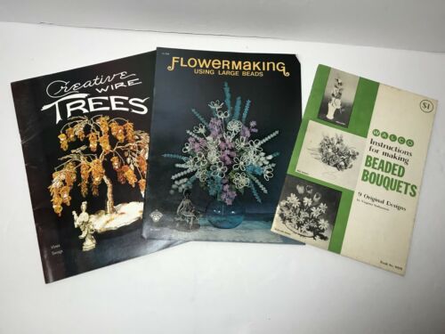 Beaded Flowers Bouquets Craft Instruction Book Lot Creative Wire Trees Beads