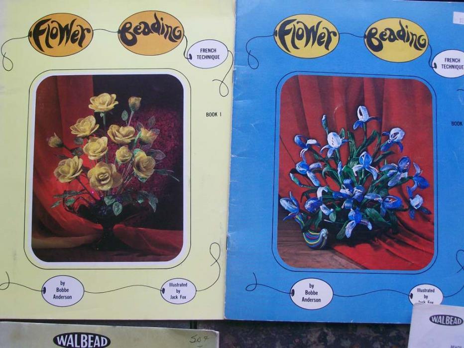 3 Vintage Beaded Flowers Booklets Walbead Learn French Technique Bead Crafts