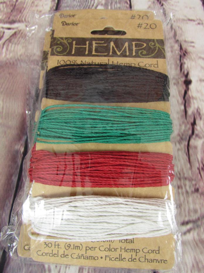 DARICE 100% Natural Hemp Cord #20 Primary Color Style 3 Cards of Cord