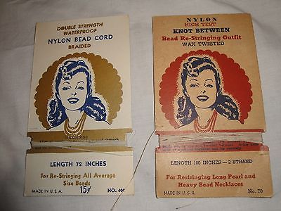 (1656) 2 Vintage NYLON BEAD CORDs in ORIGINAL PACKAGE