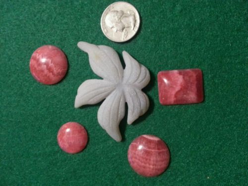 5 cabochons rhodochrosite and carved agate wire wrap jewelry making