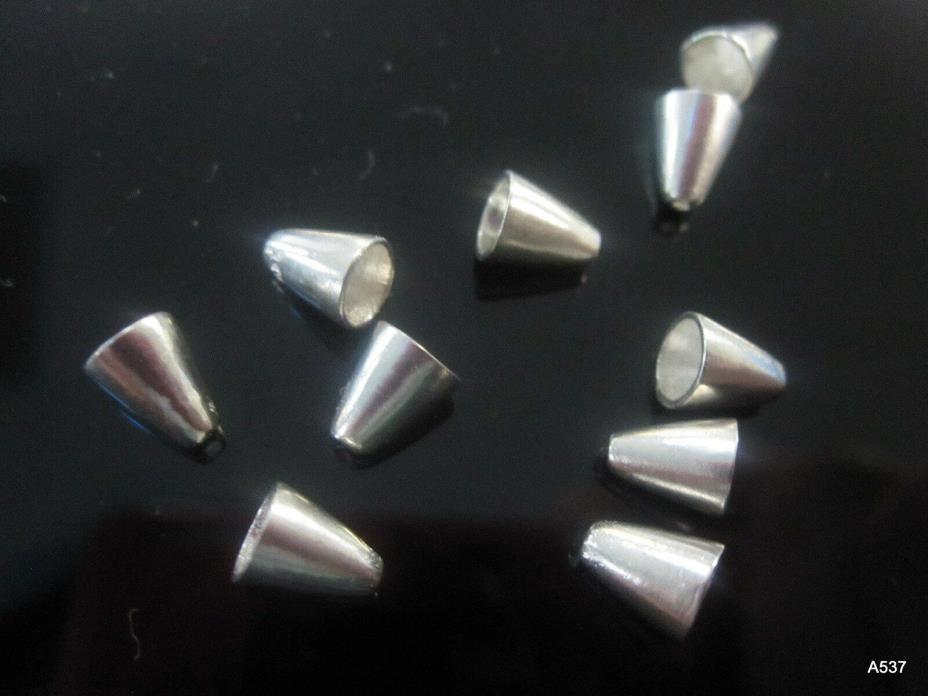 10 Solid 925 Sterling Silver Findings Cone Bead Caps