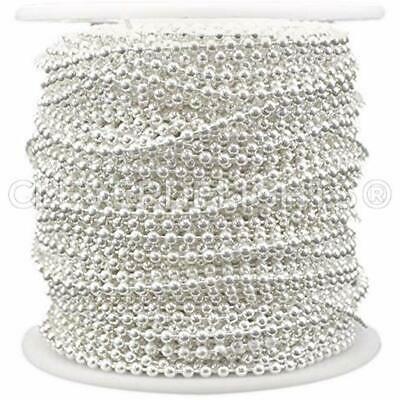 Cleverdelights Ball Chain Spool 100 Feet 2.0Mm Shiny Silver Color Bulk Roll Gift