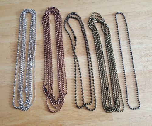 Lot of 18 Ball Chain Necklaces with Connectors Metal Antique Brass Copper Silver