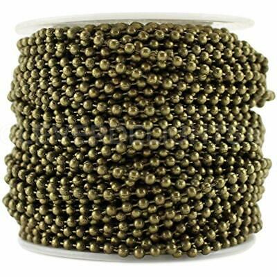 CleverDelights Ball Chain Spool - 100 Feet Antique Bronze Color 2.4mm 3 Size