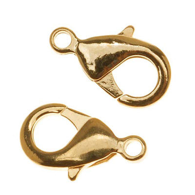 22K Gold Plated Curved Lobster Clasps 15mm (6)