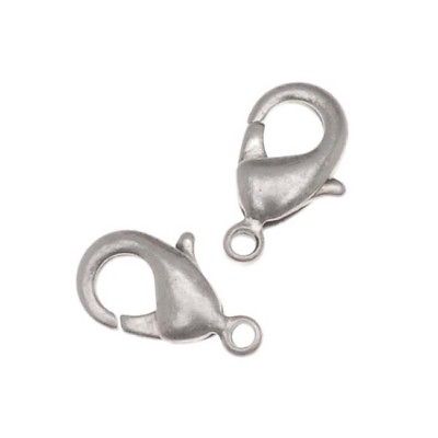 Antiqued Silver Plated Curved Lobster Claw Clasps 12mm (6)