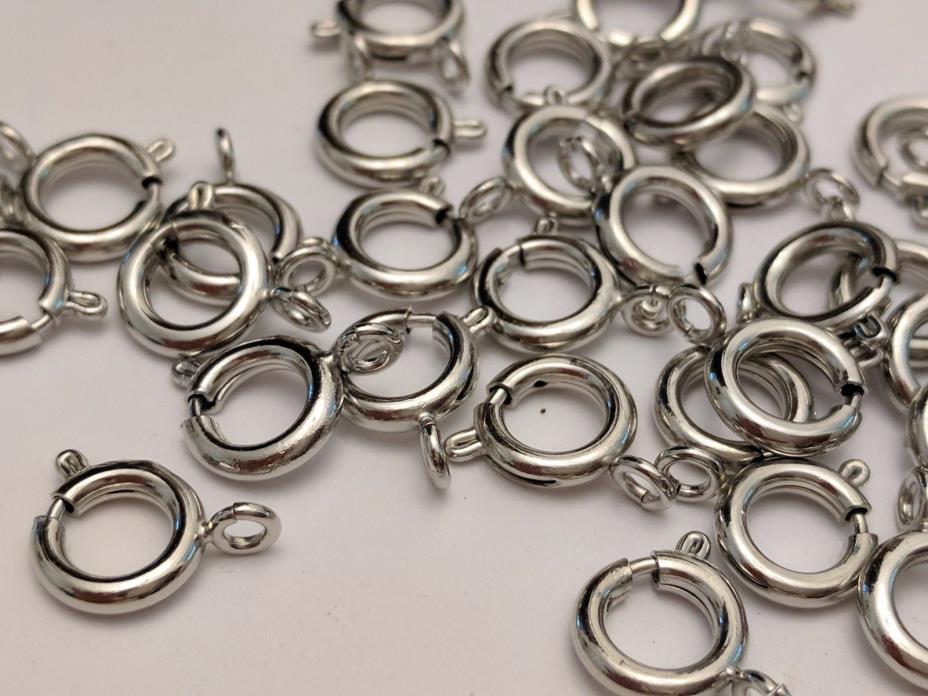 Silver Brass Spring Clasps, Qty 5 - Ideal for Jewelry Making, 9mm, Hole: 2mm
