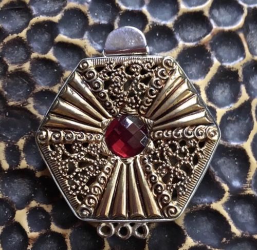 ONE OF A KIND Vintage Octagon Brass Sterling Silver Box Clasp