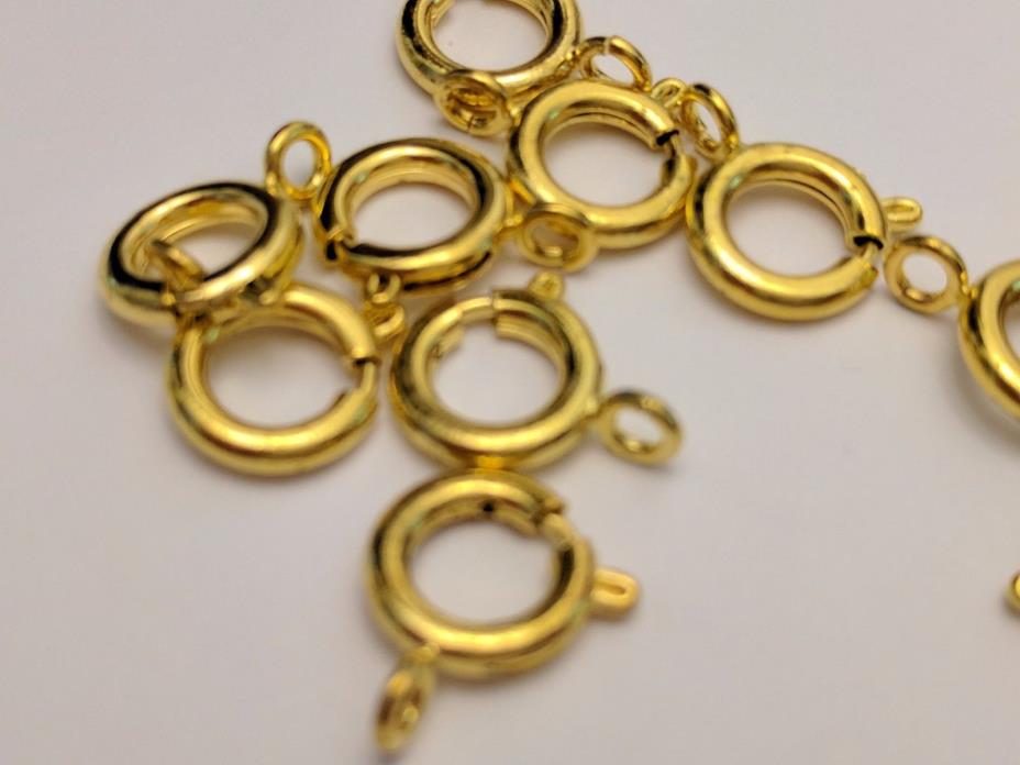 Gold Brass Spring Clasps, Qty 5 - Ideal for Jewelry Making, 9mm, Hole: 2mm