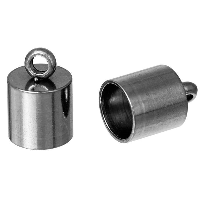 10 Stainless Steel End Cap for Leather Cord Connector Bails, Fits 5mm fin0833