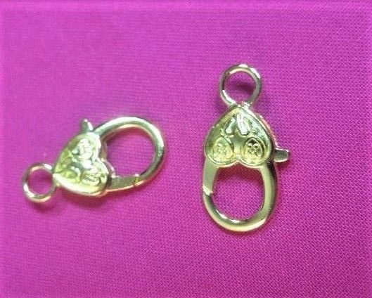 Gold Plate Heart Pattern Lobster Clasps Connector Jewelry Findings 2 pieces