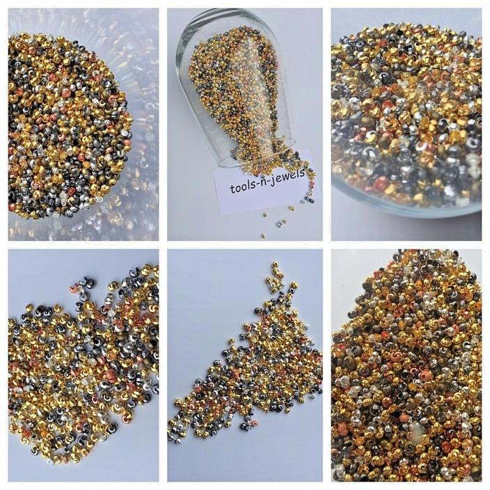 4mm Crimp Covers Plated Knot Jewelry Finish Crimping Bead Ends Silver Gold Mix