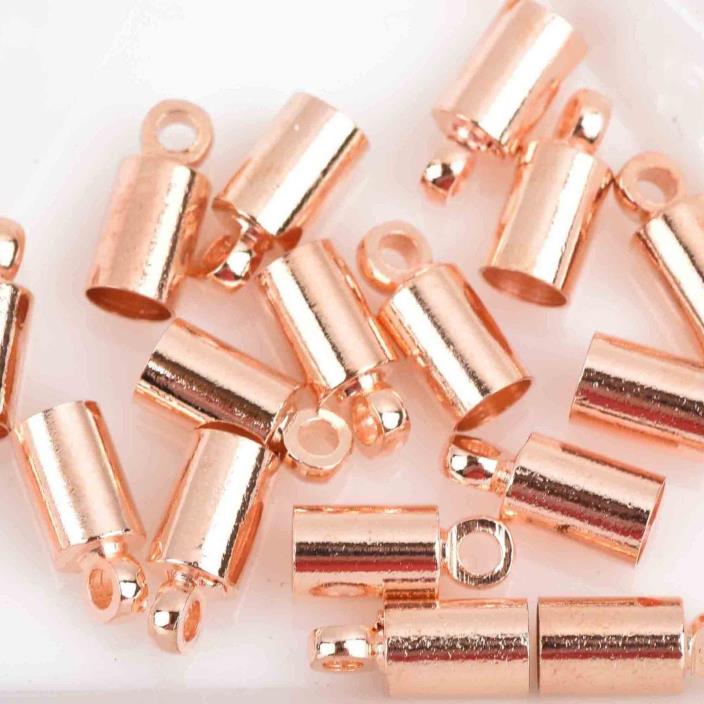 100 Rose Gold Plated Copper End Caps for Kumihimo Leather Cord fits 4mm fin0835