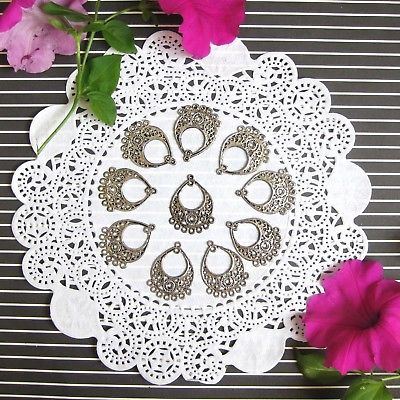 10Pc Silvertone Earring Findings Antique Style Chandelier Boho Dangle Components