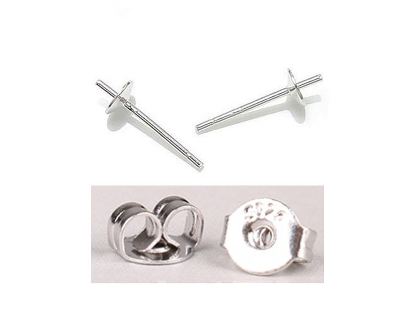 925 Sterling Silver Earring Post + Push Back Stud Jewelry EARRING FINDINGS