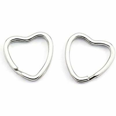 10pcs Creative Flat Key Ring DIY Keychain Accessories Metal Split Silver Heart 