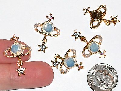 1pc Miniature Dollhouse little crystal Moon star Planets bail opal flatbacks