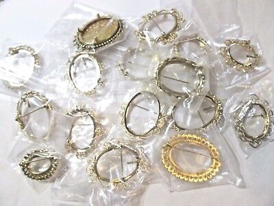 LOT 4 GOLD TONE ASSORTED NEW OLD STOCK UNUSED FANCY VARIETY SETTINGS FOR CABS
