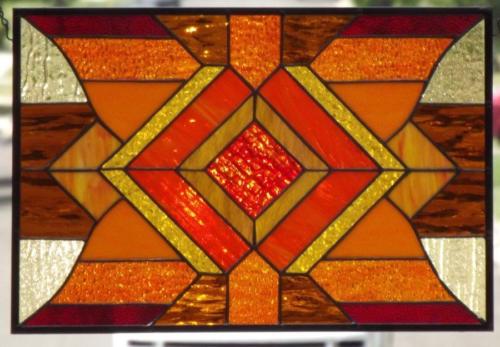 •Orange you in Love? •Stained Glass Window Panel • 21 1/4