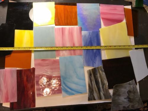 20 pcs 6+ lb not scrap STAINED GLASS Large SQUARES  PIECES. #1