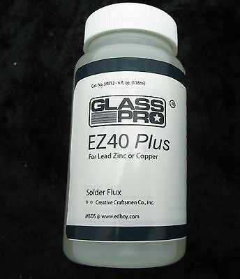 EZ40 PLUS SAFER SOLDER FLUX 4 oz Stained Glass Supplies Liquid Zinc Lead Copper