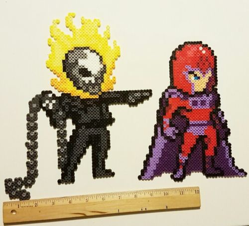 Marvel Fanart Ghost Rider or Magneto (pick 1) perler bead art wall art plur 8bit