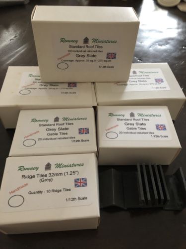 Romney Miniatures England Grey Slate Rebated Roof Tiles 1:12th Scale