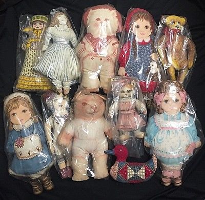 Homemade Cloth Doll Lot of 10 Handsewn 10