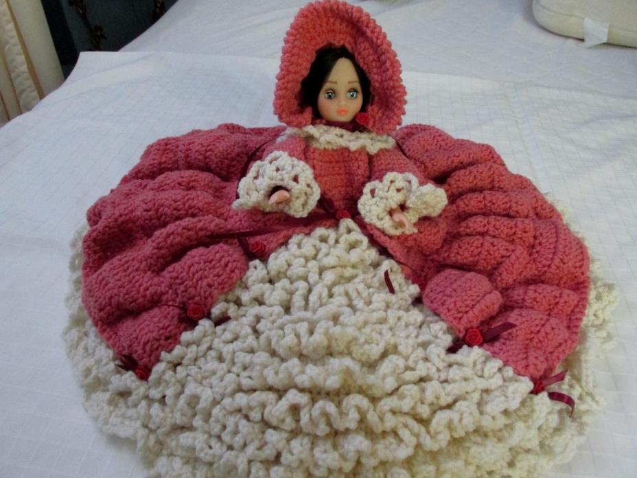VINTAGE, HAND CROCHETED DRESS AND DOLL FOR BED PILLOW