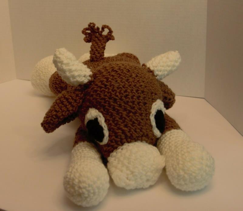 Handmade Crochet Amigurumi Cow big cute plush large stuffed animal kids toy!