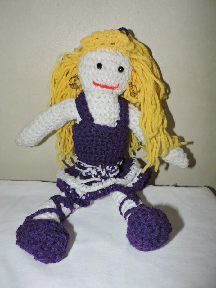 Handmade Crochet Doll with Peace Earrings