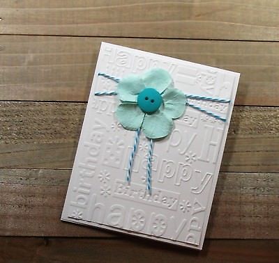 Handmade Happy Birthday Greeting Card~Stamped~Blue Flower