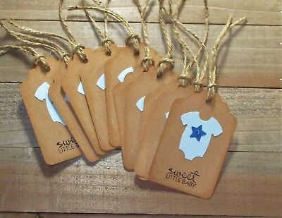 Set of 10 Handmade Baby Boy Shower Gift Tags