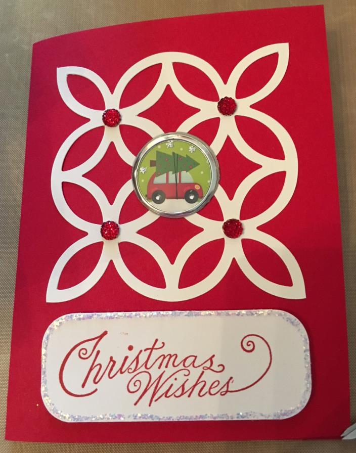 4 Handmade Christmas Cards Lattice and Bling