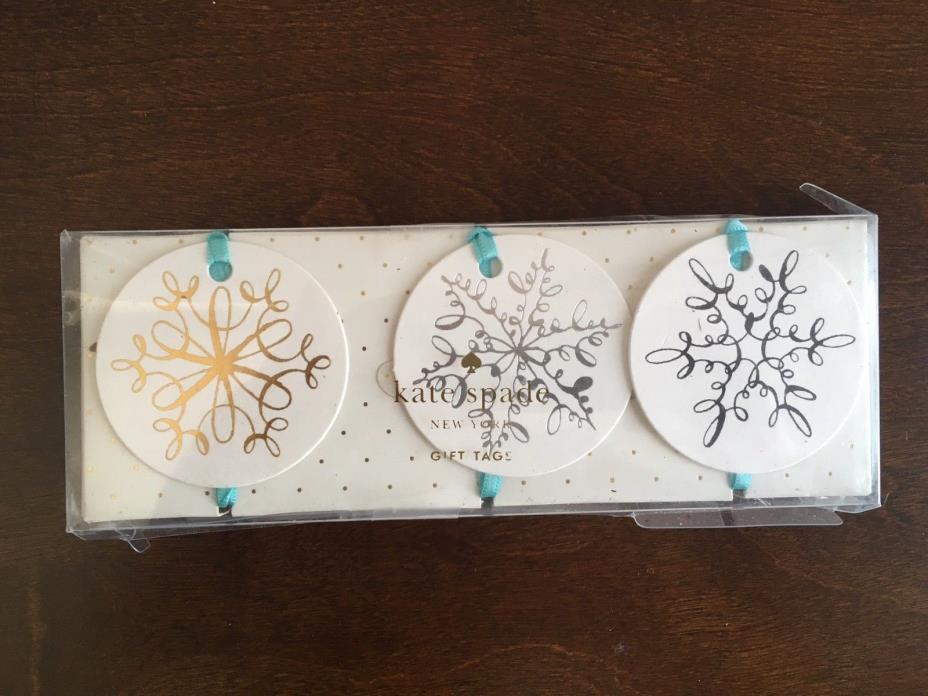 Kate Spade New York Holiday Gift Tags Lt Blue Snowflakes NIB
