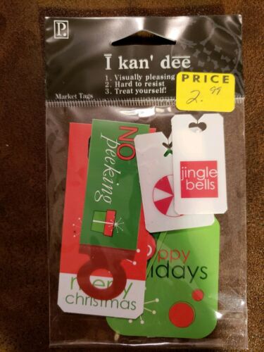 Scrapbooking Christmas/Holiday Market Tags by Pebbles - 6 pcs Embellishments