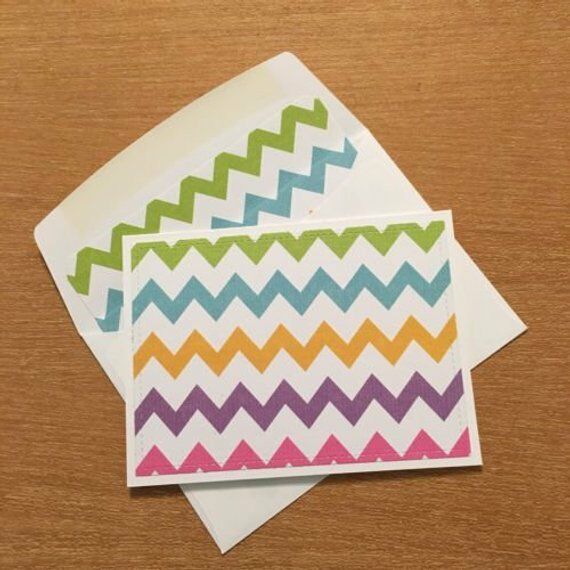 Set of 4 Limited-Edition Handmade Chevron Note Cards with Lined Envelopes