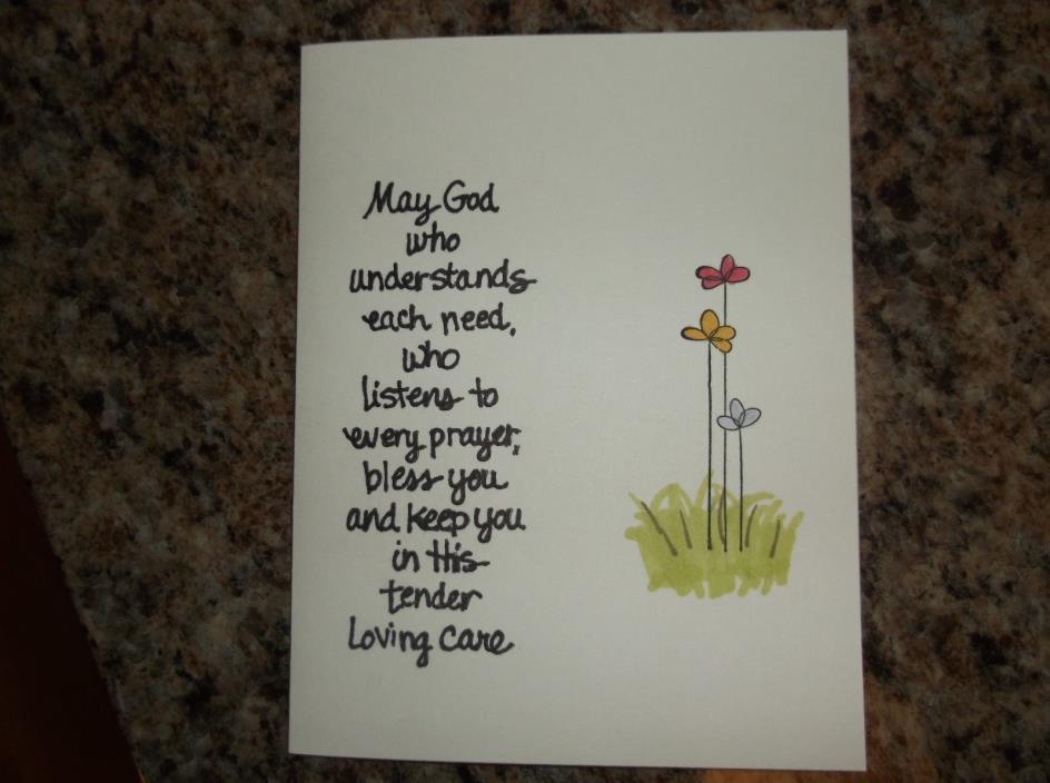 Handmade sympathy greeting card with keepsake book marker included