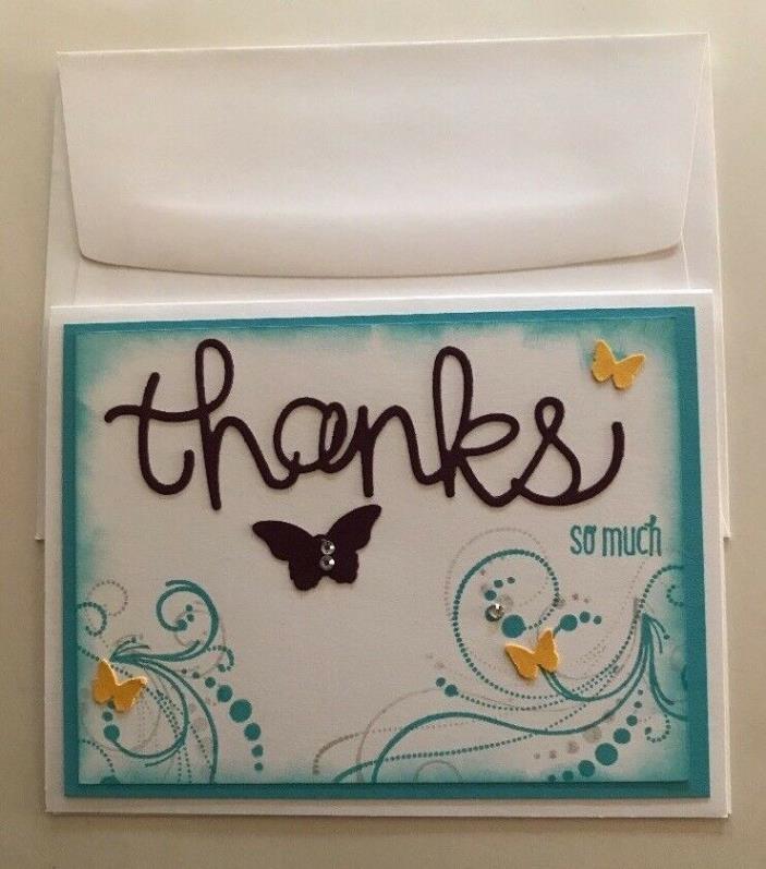 Stampin' Up 5 Thanks So Much Thank You Cards Blank Inside Butterflies Envelopes