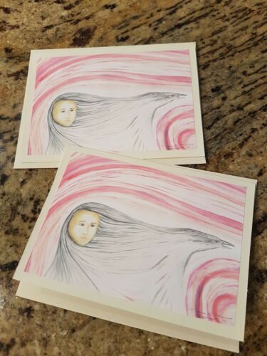 Native themed blank greeting cards set of 2 with envelopes measures 4x5.5