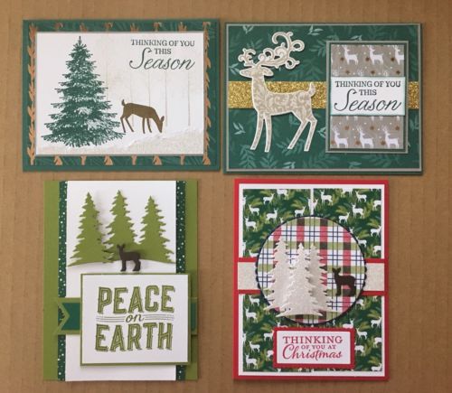 4 HANDMADE GREETING CARDS STAMPIN UP HANDCRAFTED CHRISTMAS CARDS