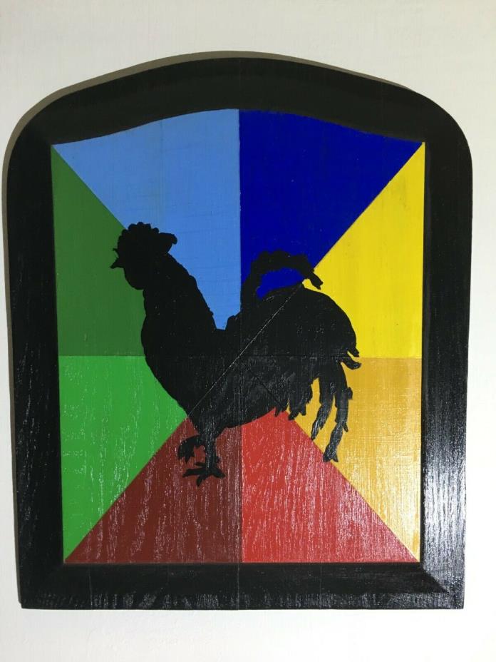 Wooden hand painted wall hanging 15 inches tall by 12 1/4 inches wide (chicken)